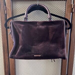 Rebecca Minkoff Deep Plum Suede Top-Handle Briefcase